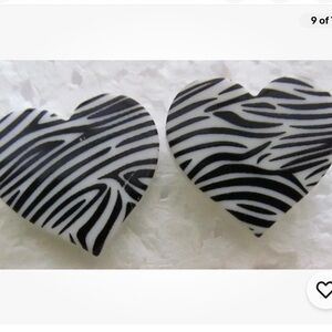 Betsey Johnson Black and White Heart Earrings